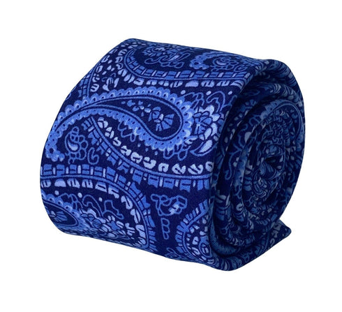shades of dark & light blue paisley mens 100% cotton classic width tie